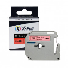 Fita para rotulador M-k421 9mmX8m Preto/Vermelho Compativel - XFULL