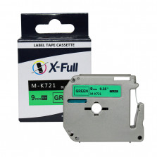 Fita para rotulador M-k721 9mmX8m Preto/Verde Compativel - XFULL