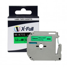 Fita rotuladora compatível M-k731 12mmX8m Preto/Verde - XFULL
