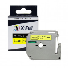 Fita para rotulador M-k621 M621 - 9mmX8m Preto/Amarelo Compativel - XFULL