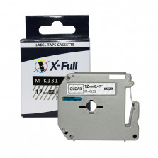 Fita rotuladora compatível M-k131 12mmX8m Preto no Transparente - XFULL