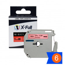 KIT Fita para rotulador M-k421 9mmX8m Preto/Vermelho Compativel - XFULL
