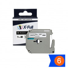 KIT Fita para rotulador M-k221 9mmX8m Preto/Branco Compativel - XFULL