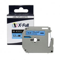 Fita para rotulador M-k531 12mmX8m Preto/Azul Compatível - XFULL