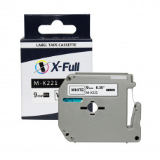 Fita para rotulador M-k221 9mmX8m Preto/Branco Compativel - XFULL
