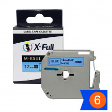 KIT Fita rotulador M-k531 12mmX8m Preto/Azul Compatível - XFULL