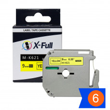 KIT Fita para rotulador M-k621 M621 - 9mmX8m Preto/Amarelo Compativel - XFULL