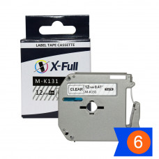 KIT Fita rotuladora compatível M-k131 12mmX8m Preto no Transparente - XFULL