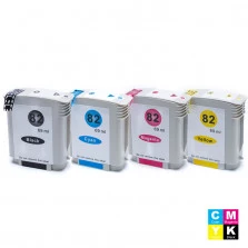 Kit Cartucho de Tinta Compatível HP 82 Preto Ciano Amarelo Magenta 69ml