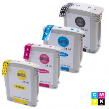 Kit Cartucho de Tinta Compatível HP 940XL Preto 69ml Ciano Amarelo Magenta 28ml 