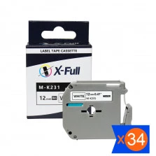 KIT 34 Fita PT80 M-K231 MK231 12mmx8m Preto no Branco