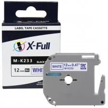 Fita Rotuladora Brother MK233 M-K233 PT-80 12mmx8m Azul no Branco