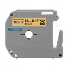 Fita Rotuladora Brother MK831 M-K831 PT-80 12mmx8m Dourado no Branco