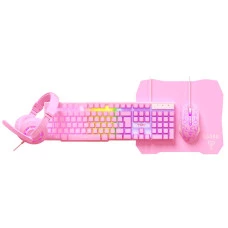 COMBO CANDY -TECLADO MOUSE FONE MOUSEPAD - ROSA