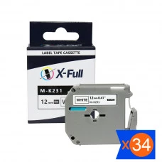 KIT 34 Fita PT80 M-K231 MK231 12mmx8m Preto no Branco