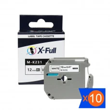 Kit Fita compatível M-K231 M231 PT-80 12mmx8m Preto no Branco - XFULL